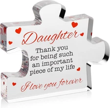 Engraved Acrylic Block Puzzle - Daughter Gift from Mom and Dad - Cute Father, Mo