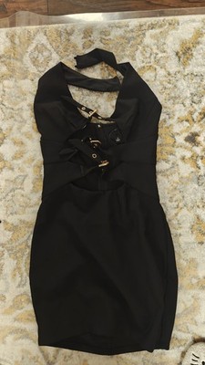 Windsor Bold Cuttie Halter  Buckle Mini Dress