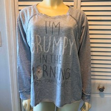 Disney Women's Grumpy Morning Graphic Sweatshirt Grey Size XL