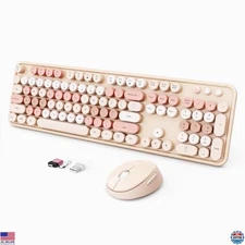 Chic Chocolate Wireless Keyboard & Mouse Set - Ergonomic Retro Typewriter Design