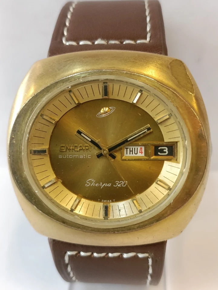 ENICAR SHERPA 320 AUTOMATIC GOLD DIAL SWISS MEN'S WORKING CONDITION - Image 3 of 4