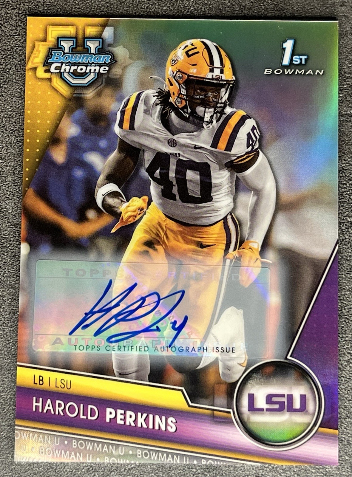Harold Perkins 2023 Bowman Chrome 1st Prospect Refractor Auto 240/499 RC LSU