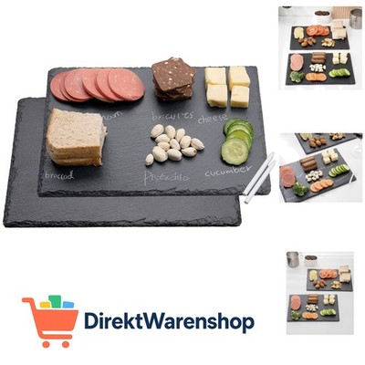 2 Stück Schieferplatte Servierplatte, Servierplatten aus Schiefer 30x20 cm, z...