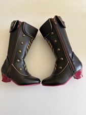 Disney Store Anna Frozen Princess Black Zip Up Boots Shoes Girls 7/8