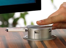 Xystec USB-Tisch-Kabeldose m versenkbarem 3-Port USB2.0-Hub Sensor Glide PX-1130