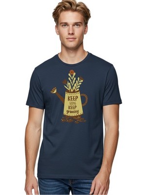 Keep-Going-Keep-Growing Mens Graphic Tee,100% Cotton,Casual Summer Wear