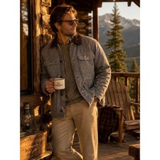 Woolrich Sherpa Lined Canvas Chore Jacket Gray Corduroy Collar Men's Large