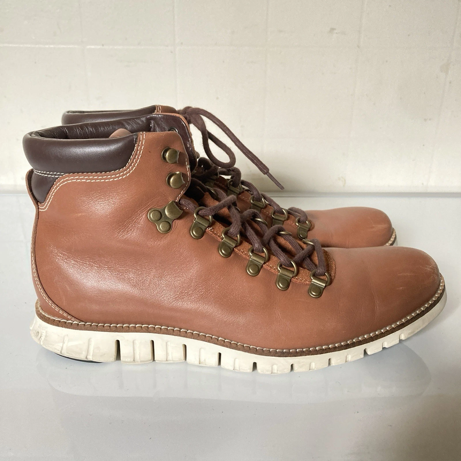 Cole Haan ZeroGrand Mens Hiker Boots size 9 Waterproof Leather Brown