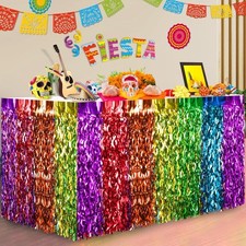 Cinco De Mayo Decorations 2 Packs Fiesta Party Wavy Metallic Tinsel Foil Fringe