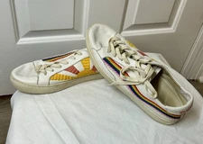Soludos Women's Leather Rainbow Wave Embroidered “Good Vibes” Sneakers Sz 9.5