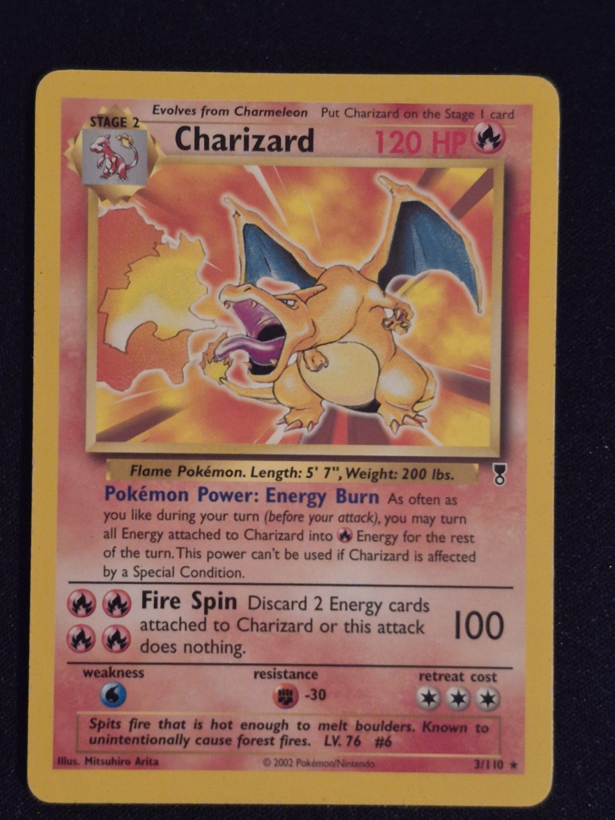Charizard Pokémon Card Legendary Collection 3/110 Rare Non Holo 2002 MP