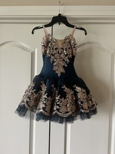 "Untarnished" Steel Blue  Gold Ballet Tutu - Child Medium