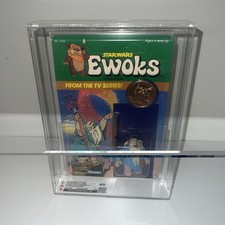 Vintage Star Wars 1985 Ewoks The Cartoon Logray With Coin Unpunched GRADED CAS80