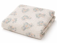 Aden  Anais Muslin Baby Blanket Floral Heart Soft White