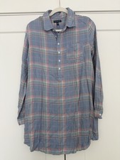 Southern Shirt Womens Chelsea Shirt Dress Blue Plaid Pocket Long Sleeve M New