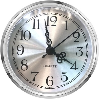 HILLHOME Mini Clock Insert 3-1/2 Inch (90 mm) Round Quartz Small, Silver