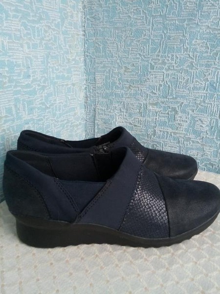 Women Clarks Boots Navy Textile 40
