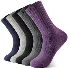 5 Pairs Wool Socks for Women - Thermal Hiking Socks Womens, Thick Warm Womens Me