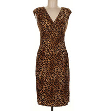 Lauren Ralph Lauren Animal print Stretch Ruching Flattering Cocktail Dress Sz.14