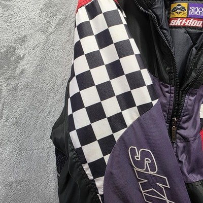 VINTAGE Ski-Doo Jacket Mens Large Black Red Purple Flag SNO GEAR