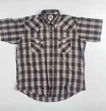 Ely Cattleman Shirt Mens XL Multicolor Plaid Western Pearl Snap Short Sleeve