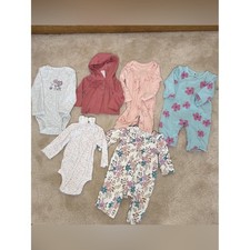Carter's Baby Girl Clothing Bundle Newborn  0-3 Months Floral Bodysuits Rompers