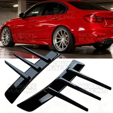 2Pcs Sport Gloss Black Front Rear Side Fender Vents Wing Decor Trim Universal
