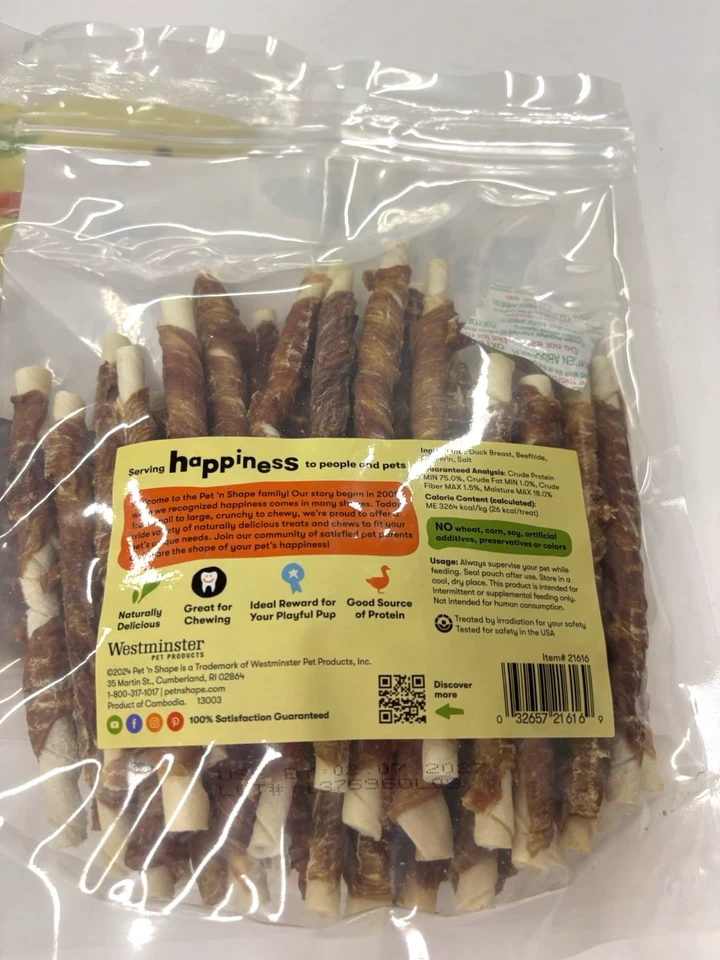 2 bolsas (16 oz cada una) golosinas naturales pequeñas para perros Pet 'n Shape Duck 'n Hide Twists Foto 2 de 4