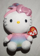 🌈  Hello Kitty Rainbow Plush TY Beanie Baby Bunny Ears Sanrio Easter NEW