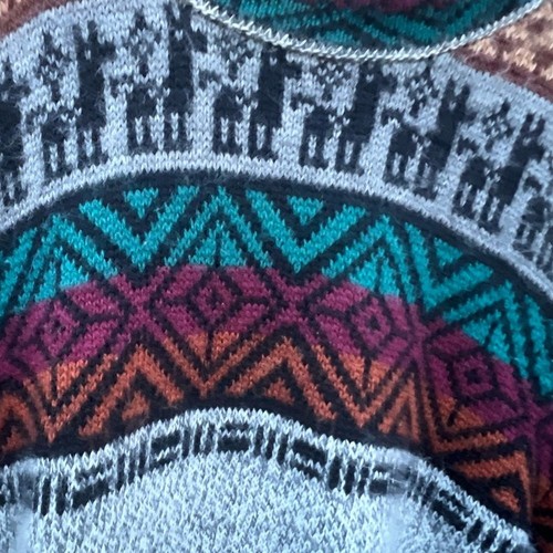 Men's Alpaca Chasqui Manos Andinas Multicolor Patterned Sweater Sweater Size M/L - Picture 2 of 10