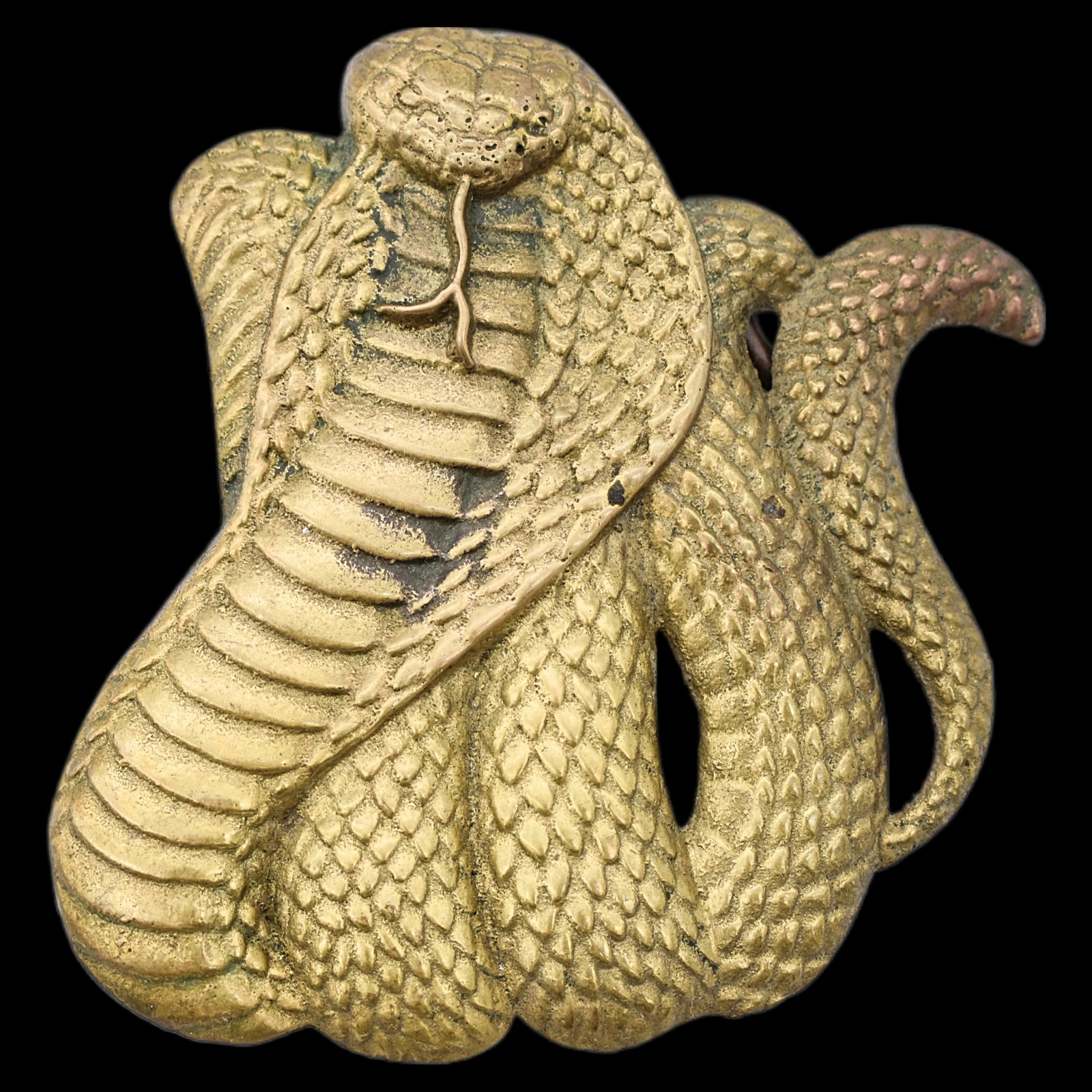 Solid Brass Cobra Snake 1980s Vintage Belt Buckle