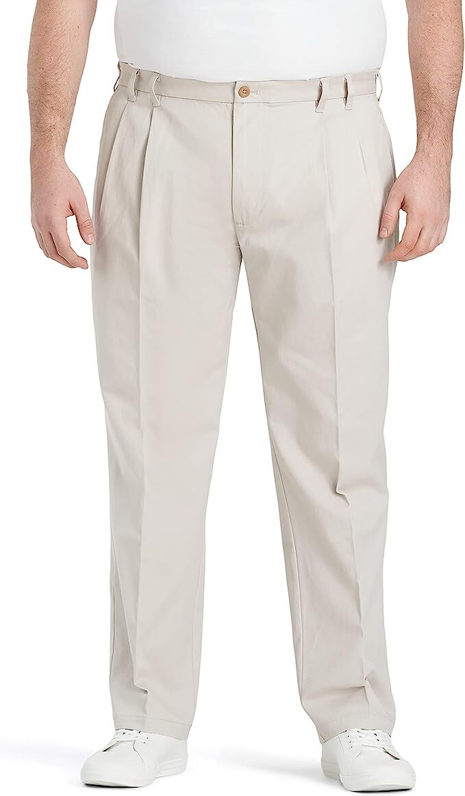 Мужские эластичные брюки-плиссе IZOD для больших и высоких мужчин теплый жемчуг 46 Вт X 30 Л 11890₽