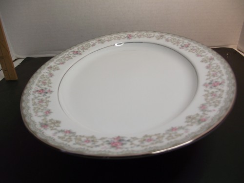 Vintage NORITAKE Edgewood 5807 Oval Serving Platter Pink Roses Platinum Trim - Picture 2 of 6