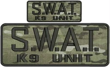 S.W.A.T k9 unit embroidery patches 4x10 and 2x5 hook on back multicam