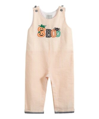 Lil Cactus Baby Boy Seersucker Halloween Boo Overalls Size 3-6 Month NEW