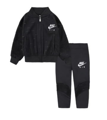 Nike Baby Girls Tracksuit Jacket and Pants Velour Black White 12 18 Months