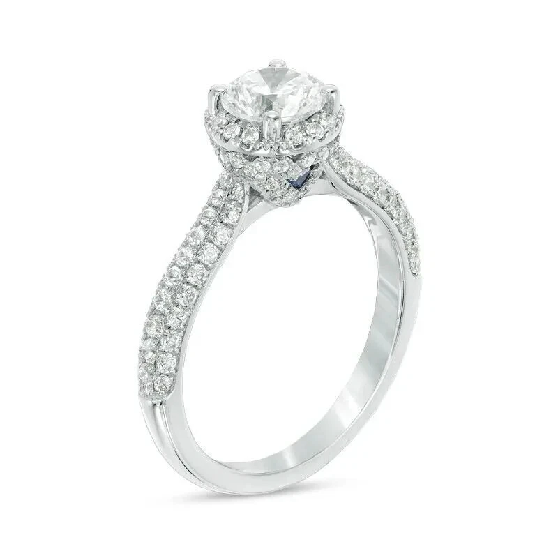 Anillo de boda de plata 925 con diamantes creados en laboratorio de corte redondo Vera Wang Love Collection Foto 4 de 4