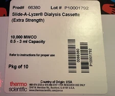 Thermo 66380 Slide-A-Lyzer Dialysis Cassette 10K MWCO 3 ml Pack of 10 for Sale!