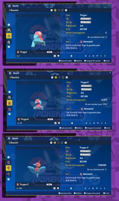 Porygon Porygon2 Porygon-Z 6IV  Lvl 1/35/100 EV/AP Set Pokemon Karmesin & Purpur