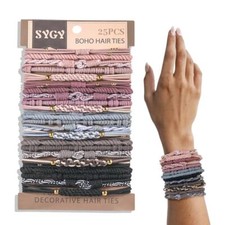25 PCS Boho Hair Ties, Multi-color Bracelets Hair Ties for Thick Multi-color02