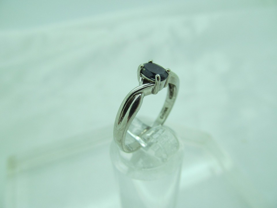 Schwarzer Stern Saphir Ring, 925er Silber, Edelsteinring  21525 Mit Mondstein