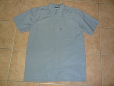 Grey Mens Short Sleeve Shirt Southern Design L 41 TRAXX Concealed Button Up 50-52