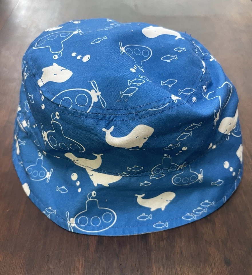 Cat & Jack Baby мальчиков милый китов подводных лодок 100% полиэстер ведро шляпа синий 6-12 М - Изображение 3 из 4