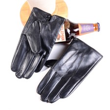 Men's Real Leather Goat Skin Classic Business Wrist Button Touch Screen Gloves