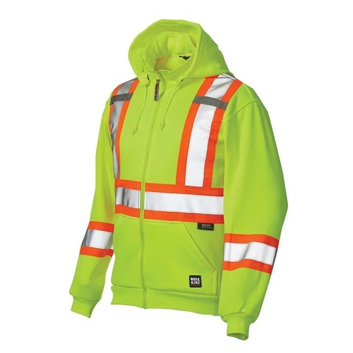 Tough Duck Unisex Hi-Viz Zip Front Hoodie w/3m Striping Safety Work Warm XL - Picture 2 of 3