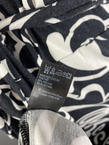 Marks and Spencer Size 10 Black White Monochrome 3/4 Sleeve Wrap Jersey Dress - Picture 12 of 12