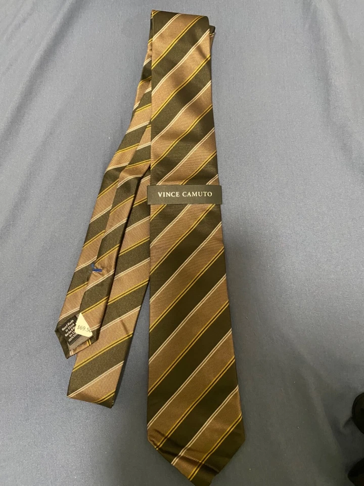 Nuevo 100% seda Vince Camuto corbata delgada verde y Perry Ellis púrpura nuevo con etiqueta Foto 2 de 3