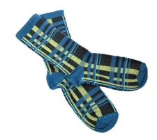 B. Ella Ladies Wool Cashmere Angora Blend Crew Socks Autumn Plaid Blue - NEW