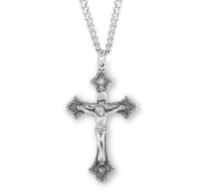 Sterling Silver Crucifix Size 1.9in x 0.8in Features 24in Long chain