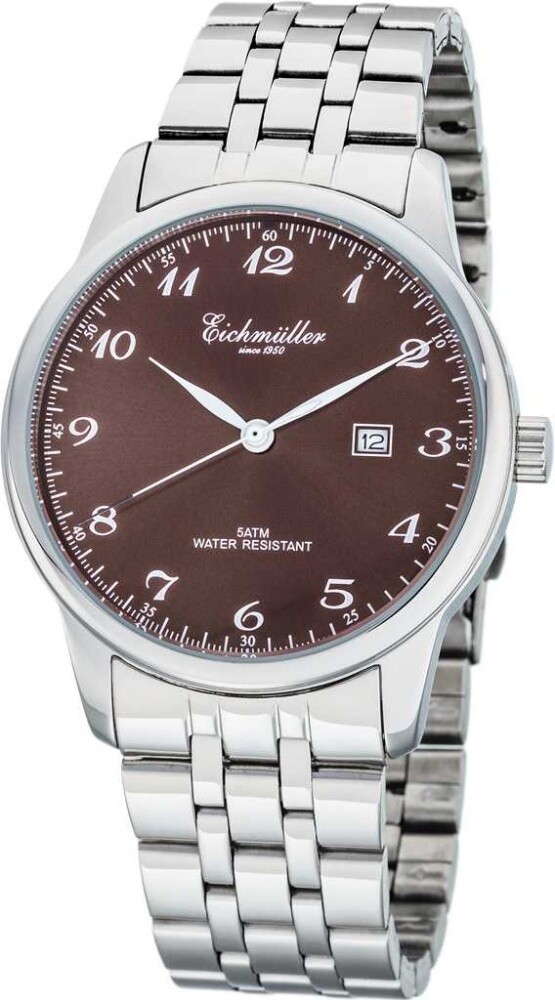 Eichmüller - Orologio subacqueo da uomo, in acciaio inox, dorato, con datario e lunetta girevole, 200 m